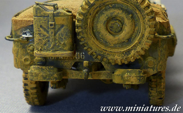 Rear marker light on an Italeri 1:35 scale Willys Jeep.